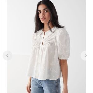 &Other Stories Embroidered Smock Blouse